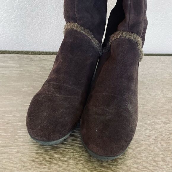 Easy Spirit Brown Suede Leather Sherpa Winter Boots 10 - Picture 6 of 8